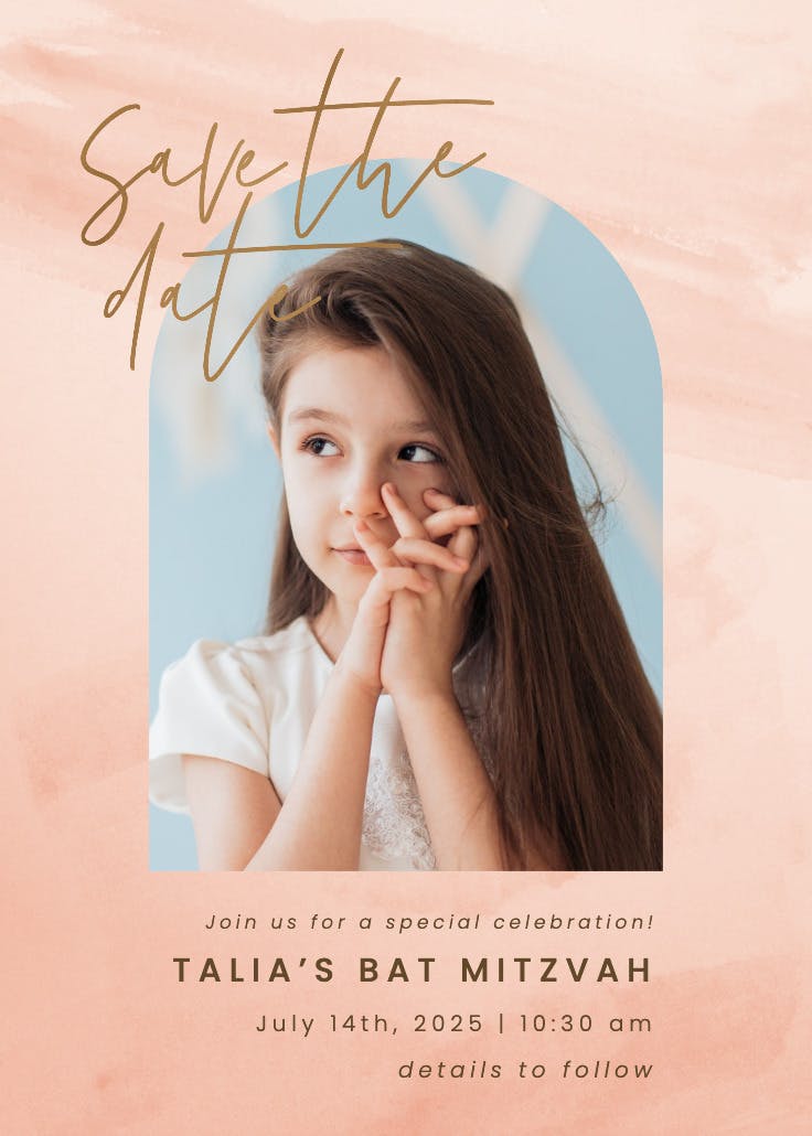 Pastel arch frame - bar & bat mitzvah invitation